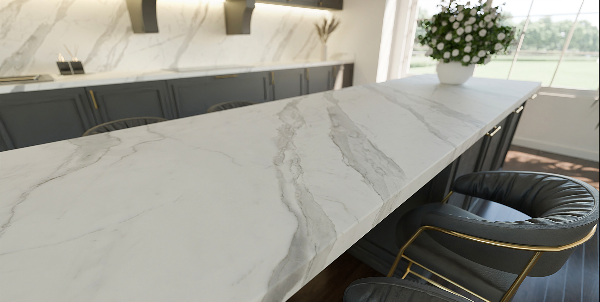 Çimstone Calacatta düz tezgâh